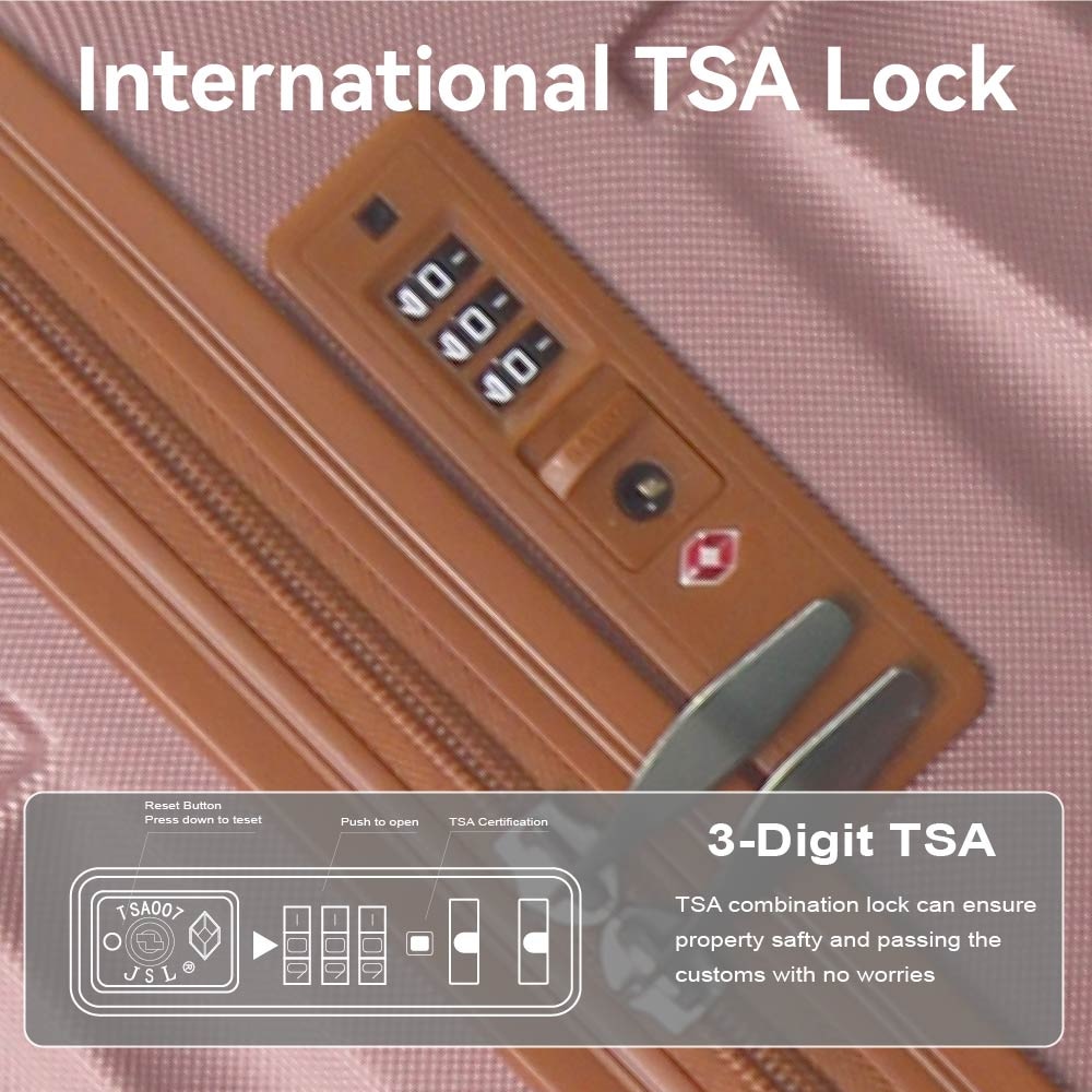 Luggage Sets ABS Hardshell 3pcs Luggage, Lightweight Durable Suitcase Sets Spinner Wheels Suitcase With TSA Lock 20''24''28'' Available（Rose Gold ）_voghion.com